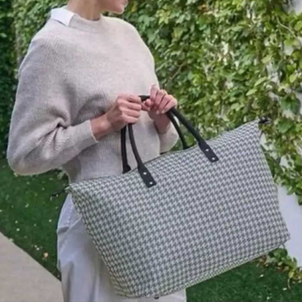 Lulu Dharma Blue Houndstooth Weekender Bag